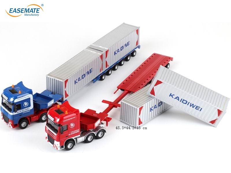 EC43521 - Alloy Construction vehicles Scale 1/50 Blue Heavy Transport Truck Model